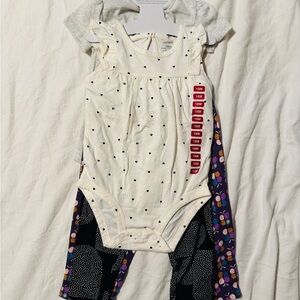 Carter's Cream and Black Polka Dot Bodysuit with Colorful Pants - 2 outfits!